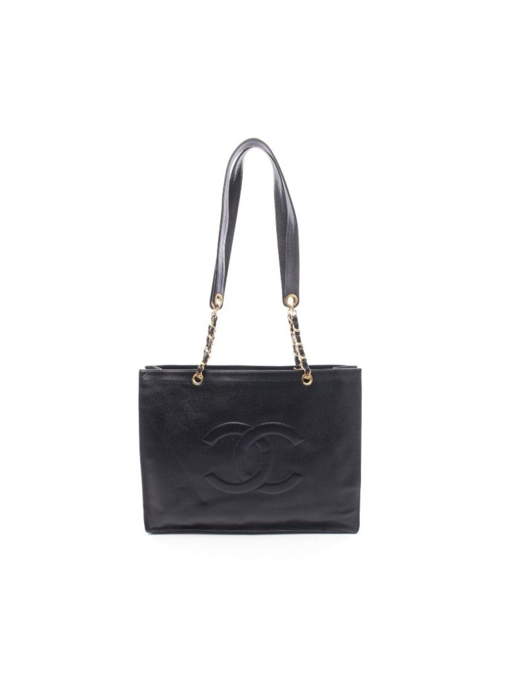 Chanel Tote Bag Jumbo CC Logo Chain Black